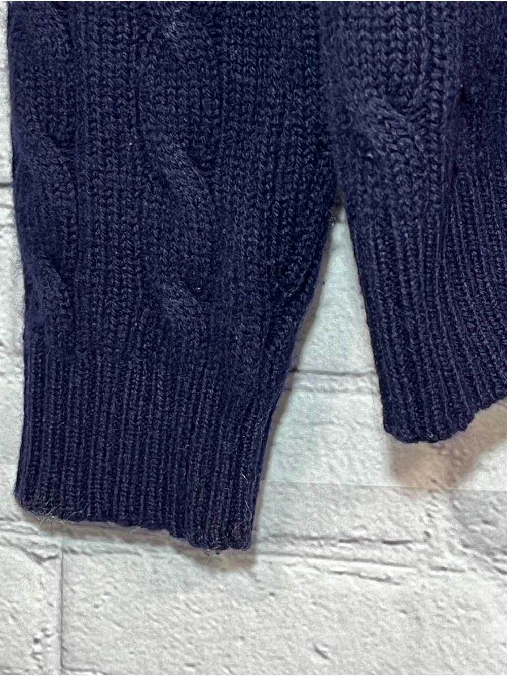 Polo Ralph Lauren 1/4 Zip Cable Knit Lambs Wool Sweater Mens Size Medium Blue - Picture 8 of 13